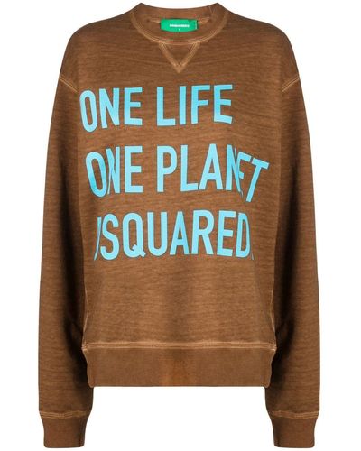 DSquared² Sweatshirt mit Slogan-Print - Braun
