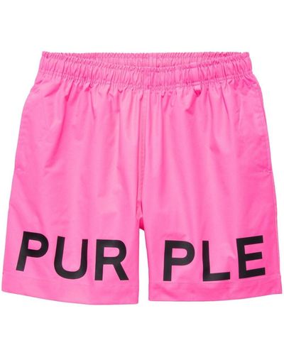 Purple Brand Logo-print Elasticated-waistband Shorts - Pink