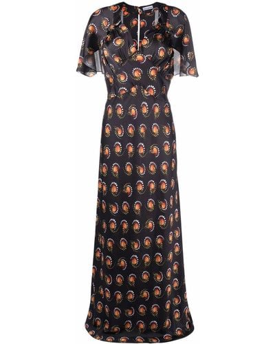 Rabanne Maxi-jurk Met Print - Zwart