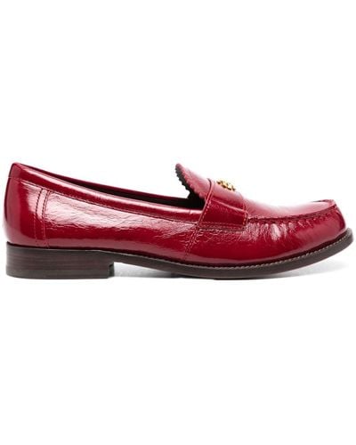 Tory Burch Logo-plaque Leather Loafers - Red