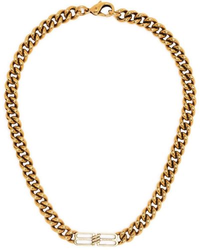 Balenciaga Bb-icon Curb Chain Necklace - Metallic