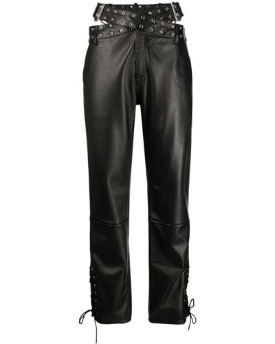 Monse Criss-cross Belt Leather Trousers - Black