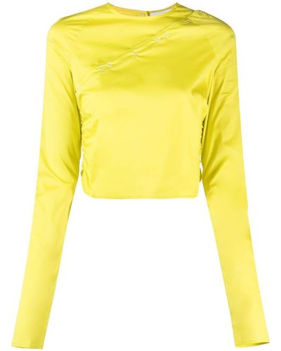 Ganni Bluse mit rundem Ausschnitt - Gelb