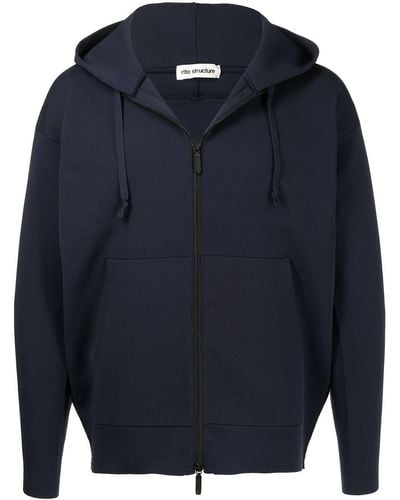 Rito Structure Relaxed Zip-up Hoodie - Blue