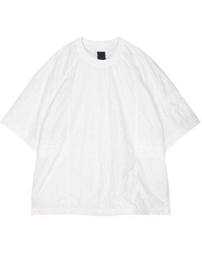 Juun.J Logo-embroidered Panelled T-shirt - Wit