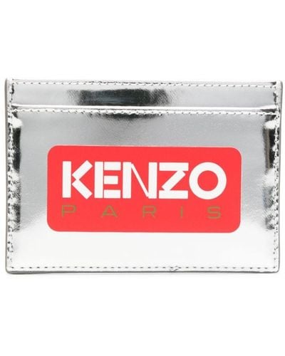 KENZO Porte-cartes en cuir à logo appliqué - Rouge