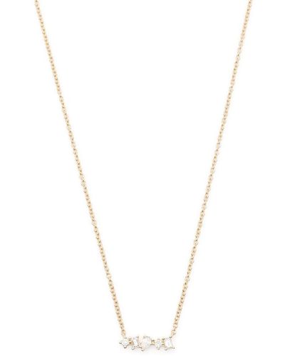 EF Collection 14kt Yellow Gold Mini Diamond Bar Necklace - White