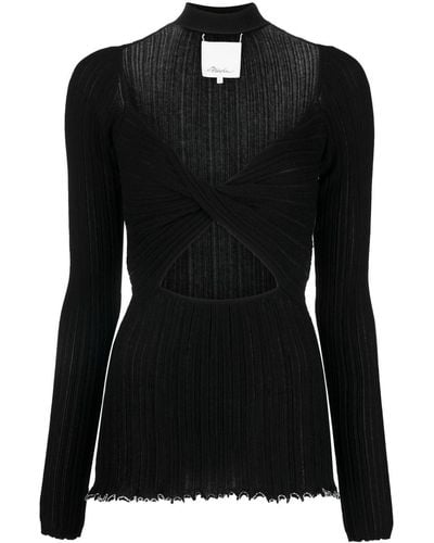 3.1 Phillip Lim Cut-out Knitted Top - Black