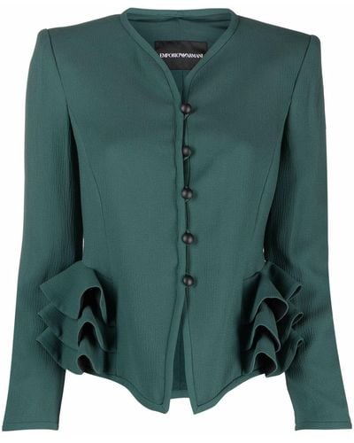 Emporio Armani Ruffle Trim Jacket - Green