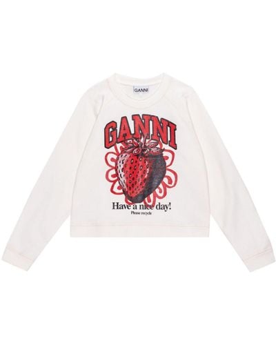 Ganni Strawberry スウェットシャツ - ホワイト