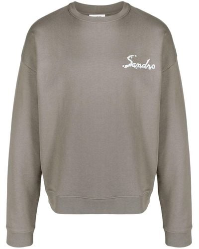 Sandro Rubberised-logo Jersey Sweatshirt - Gray