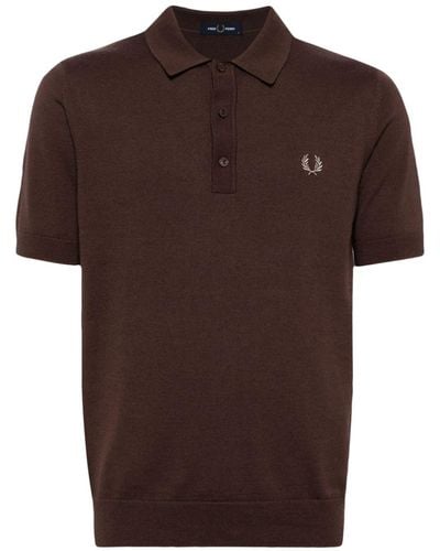 Fred Perry Classic Knitted Polo Shirt - ブラウン