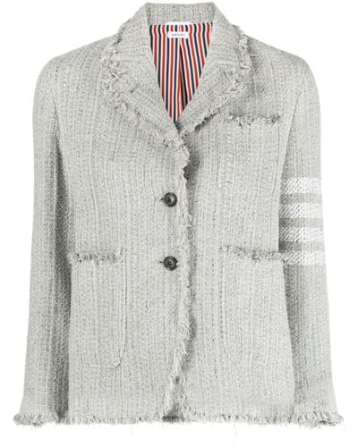 Thom Browne 4 Bar-stripe Tweed Jacket - Grey