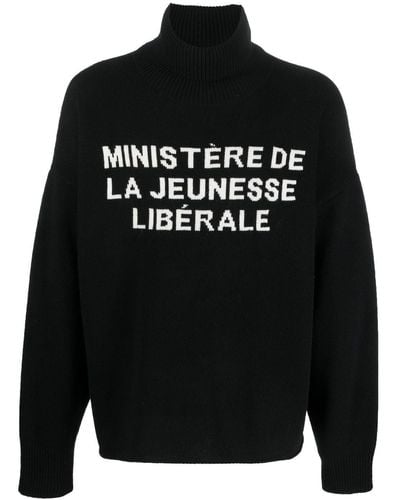 Liberal Youth Ministry Intarsia-knit Roll-neck Sweater - Black