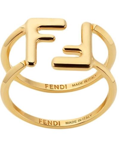 Fendi Ring Met Logo - Metallic