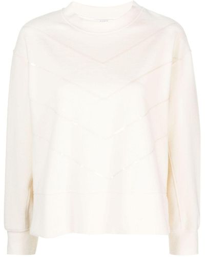 Peserico Sweatshirt mit Pailletten - Weiß
