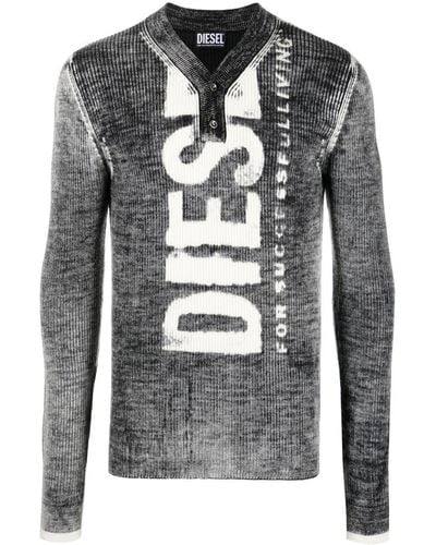 DIESEL K-atullus Geribbeld T-shirt Met Lange Mouwen - Grijs