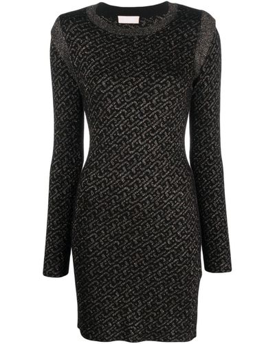 Liu Jo Robe courte en maille à logo en jacquard - Noir