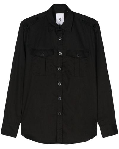 PT Torino Katoenen Overhemd - Zwart