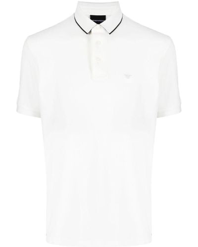 Emporio Armani Pikee-Poloshirt mit Logo-Stickerei - Weiß