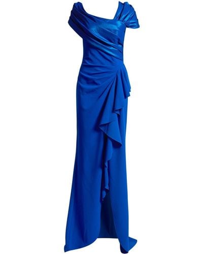 Tadashi Shoji Asymmetric Draped Gown - Blue