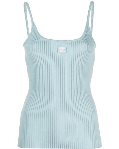 Courreges Logo-patch Ribbed Camisole - Blue
