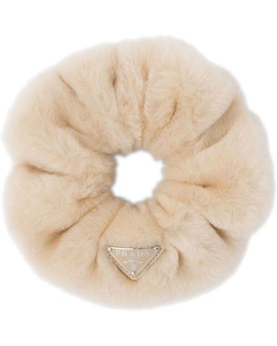 Prada Scrunchie Met Logo - Naturel