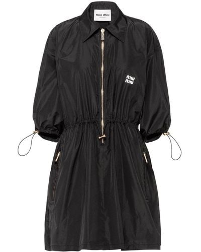Miu Miu Technical Silk Mini-dress - Black