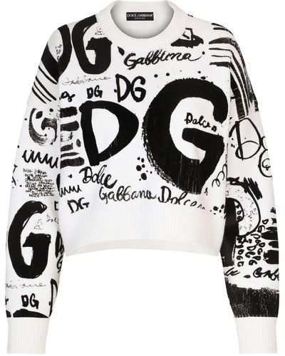 Dolce & Gabbana Jersey con logo afelpado - Negro