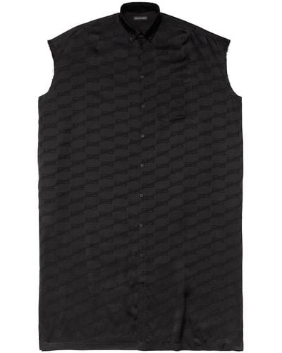 Balenciaga Bb Monogram Shirt Dress - Black