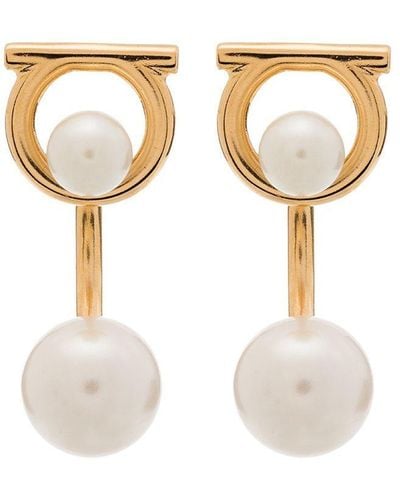 Ferragamo Gancini Glass-pearl Earrings - Metallic