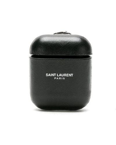 Saint Laurent Étui pour AirPods à logo embossé - Noir