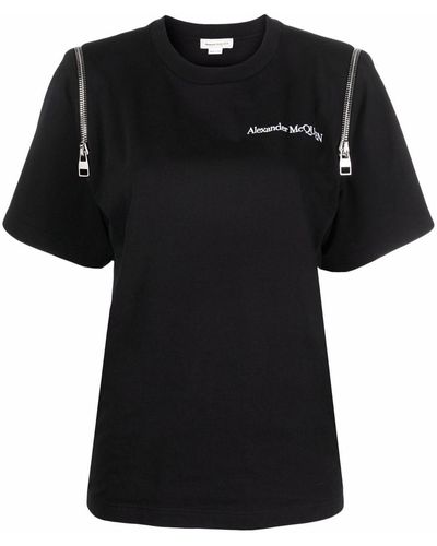 Alexander McQueen T-shirt Met Logoprint - Zwart