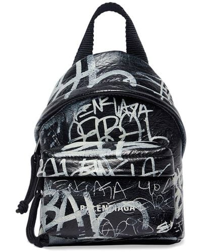 Balenciaga Explorer Graffiti-print Backpack - Black