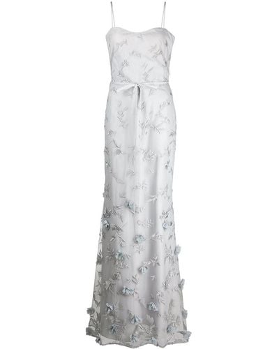 Marchesa Embroidered Floor-length Gown - White