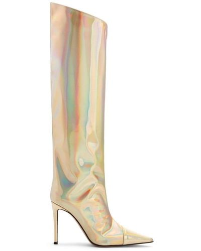 Alexandre Vauthier 100mm Holographic Knee-high Boots - White