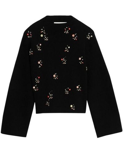 3.1 Phillip Lim Crystal-embellished Merino Wool Sweater - Black