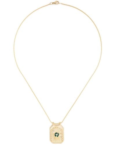 Marie Lichtenberg 18kt Yellow Gold Clover Scapular Diamond Necklace - White