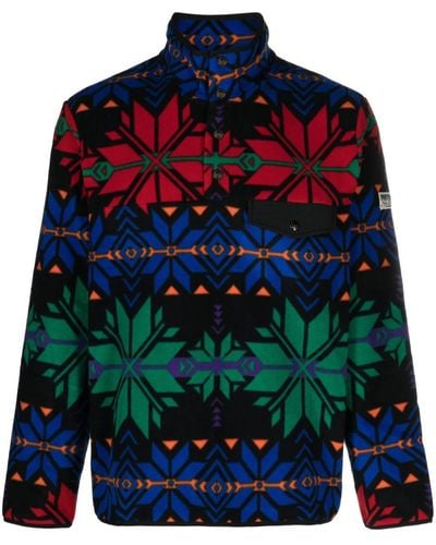 Polo Ralph Lauren Gemustertes Fleece-Sweatshirt mit Stehkragen - Blau