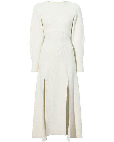 Proenza Schouler Bouclé-knit Slit Midi Dress - White