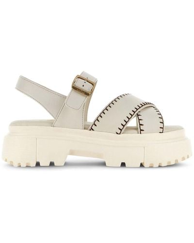 Hogan And Leather Sandals - Natural