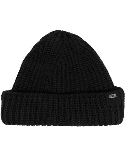 Gcds Gerippte Beanie mit Logo-Patch - Schwarz