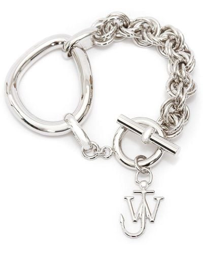 JW Anderson Bracelet en chaîne à breloque logo - Blanc