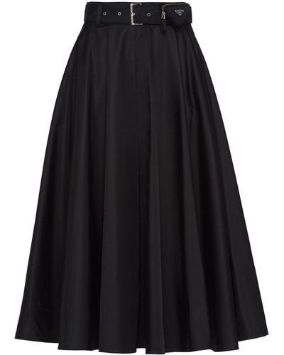 Prada Falda midi con cinturón - Negro