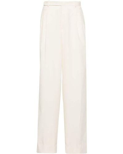 Brioni Pleated Tailored Wool Pants - White