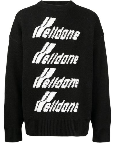 we11done Pullover mit Logo-Stickerei - Schwarz