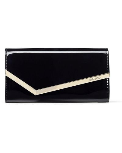 Jimmy Choo Emmie Clutch Bag In Patent Leather - Black