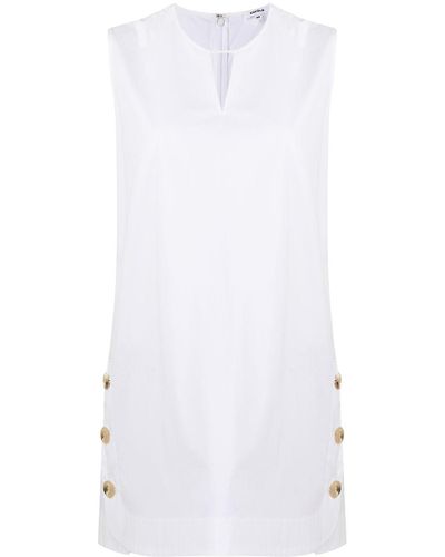 Enfold Side-buttoned Sleeveless Blouse - White