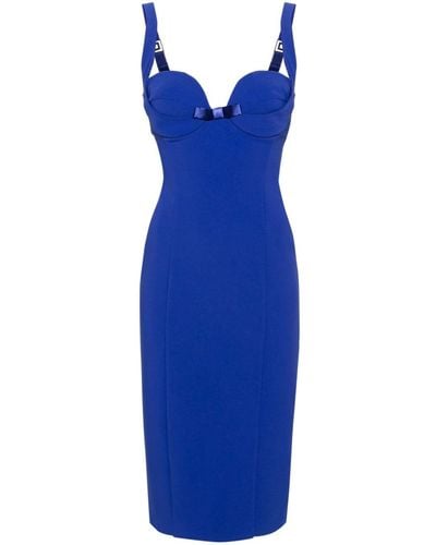Elisabetta Franchi Bustier-Style Midi Dress With Bow - Blue