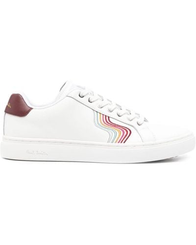 Paul Smith Lapin Swirl-embroidered Leather Sneakers - White